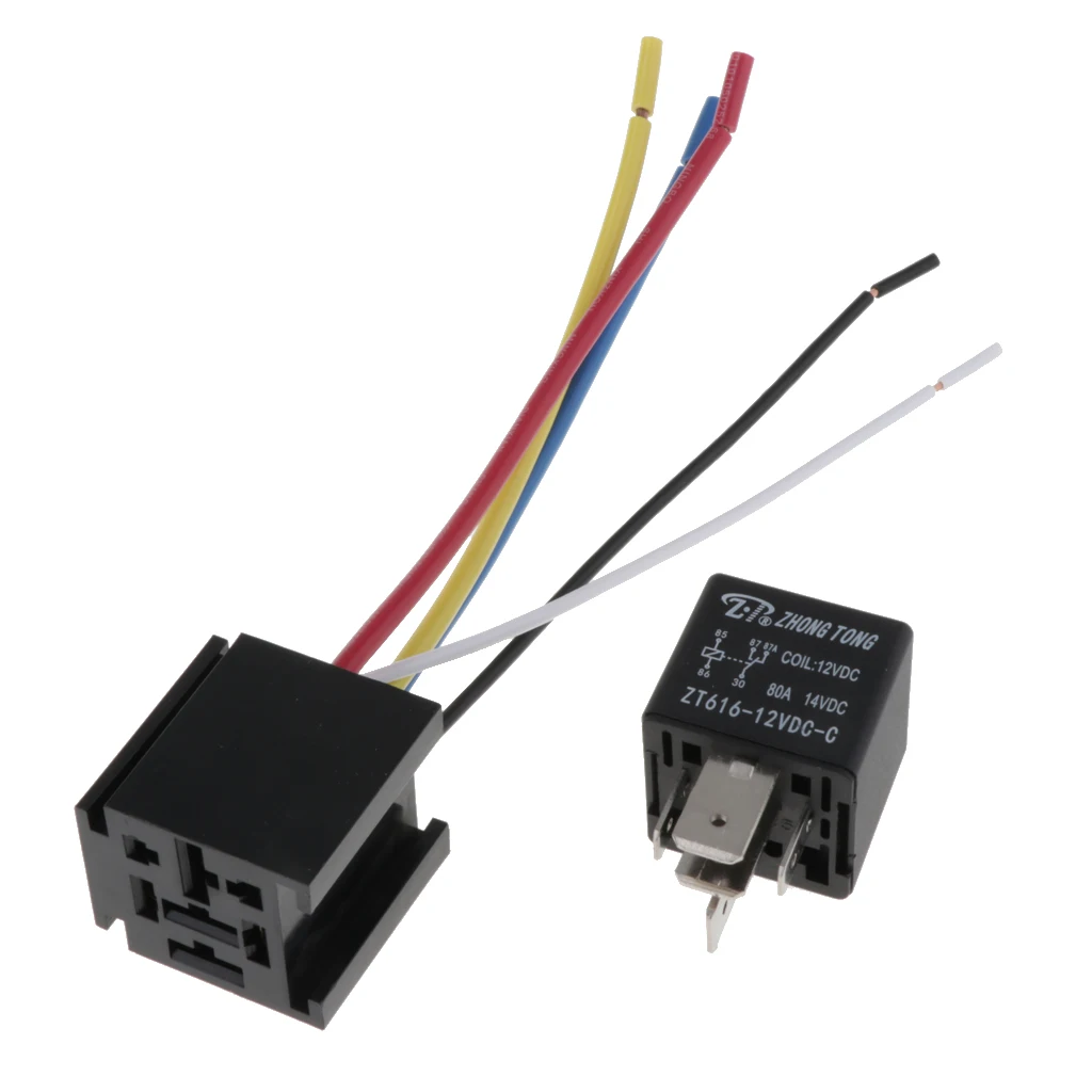 

Замена 80A 5 Pin кабель проводка для релейного разъема розетки DC 12V для автомобиля