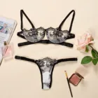 Сетчатое прозрачное сексуальное нижнее белье, комплект женского нижнего белья, цветочное кружево, чувственное женское нижнее белье, Эротический бюстгальтер, комплект нижнего белья