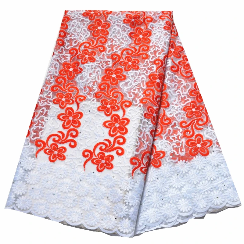 New african nigerian lace fabric for wedding french Lace milk silk Fabric with beads and stones 5Yards | Дом и сад