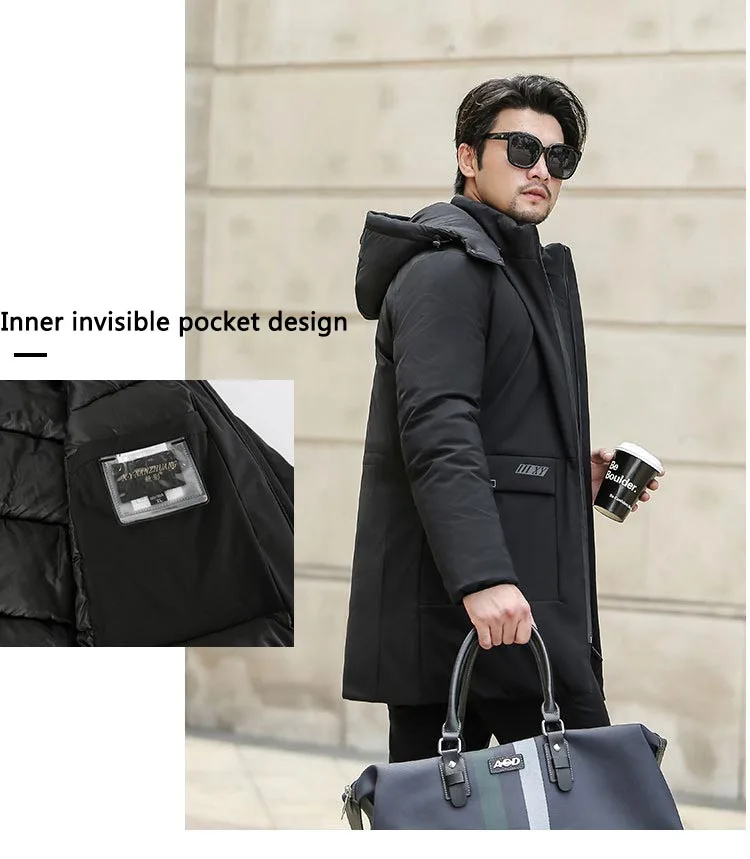 New Winter Down Jacket Male High Quality Waterproof Thick Warm Long Cotton Coat Male Detachable Cap Winter Parkas
