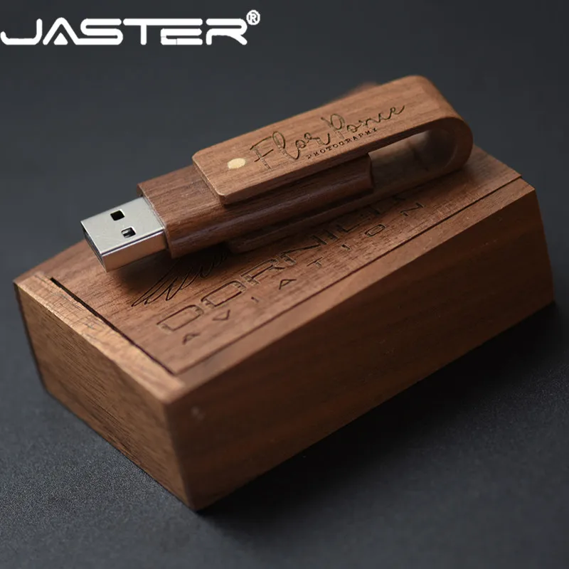 JASTER(более 10 шт бесплатный логотип) деревянный Спин+ коробка USB 2,0 флешка 4 ГБ 8 ГБ 16 ГБ 32 ГБ 64 ГБ 128 ГБ usb флеш-накопитель U диск подарок