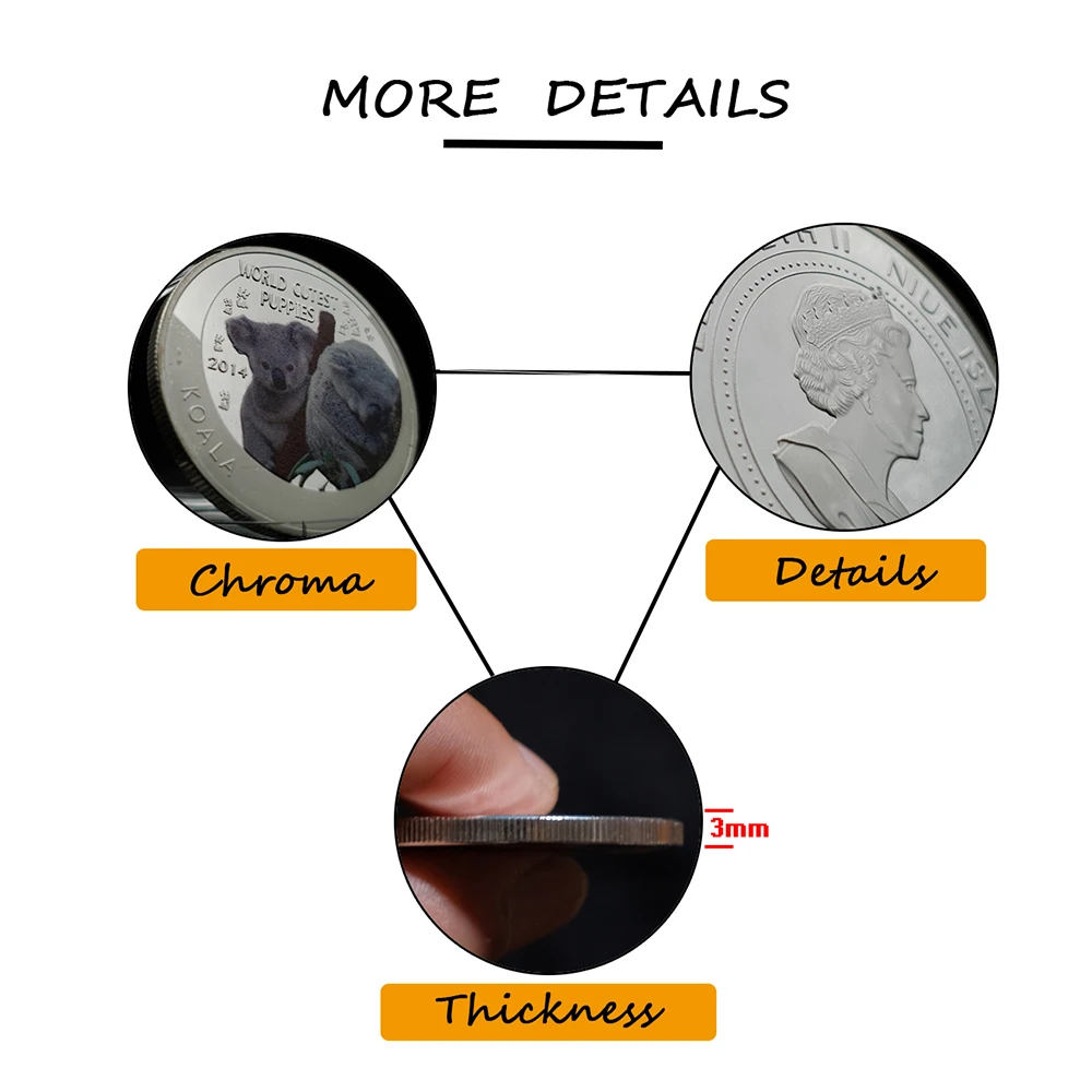 2014 г. щенки мира коала узор Елизаветы II серебряная монета для коллекции подарок |