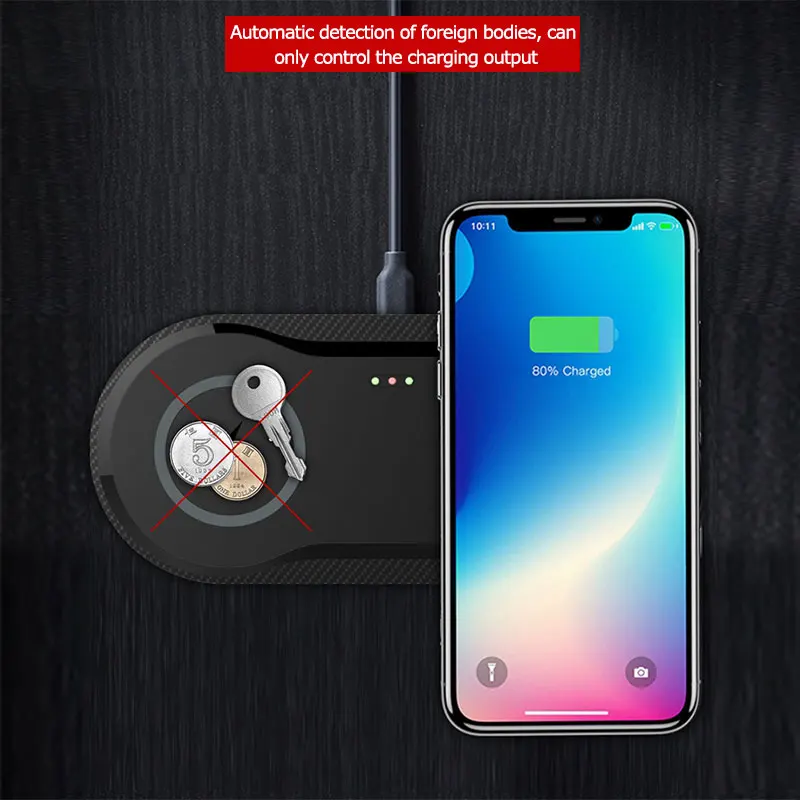 Беспроводное зарядное устройство QI 2 в 1 для быстрой зарядки настольное IPhone 11 Pro X XS