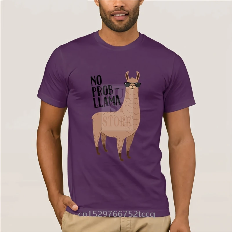 

personality T shirt Funny No Prob Llama men Cute Llama homme kawaii animal masculina streetwear New Summer Men's Fashion T shirt