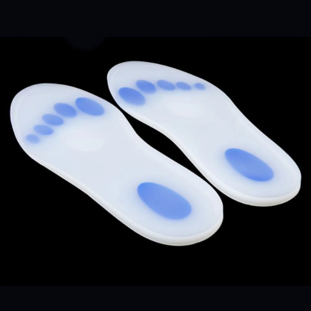 

1pair Foot Insole Non Slip Arch Support Orthotic Walking Shock Absorption Cushion Breathable Full Length Unisex Soft Silicone