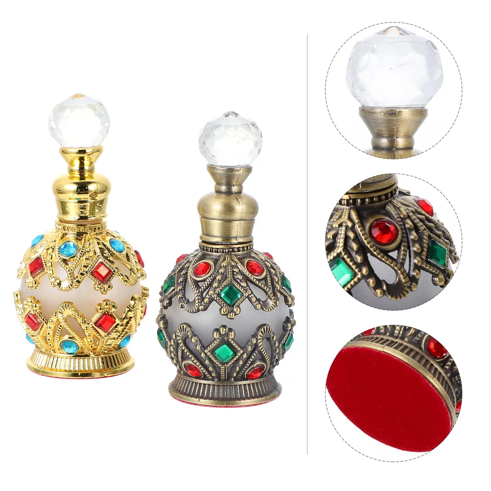 

2pcs Glass Perfume Bottles Empty Storage Bottle Essential Oil Container (15ml)