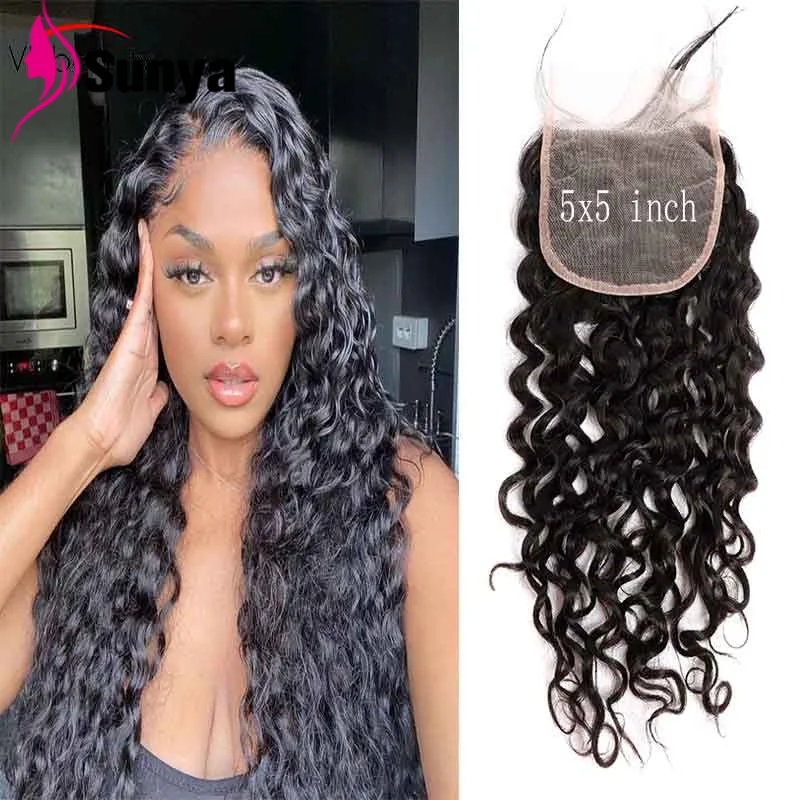 

100% натуральные человеческие волосы Sunya, волнистые швейцарские кружева, закрытие 5*5, свободная деталь, можно красить и закрасить для черных ж...