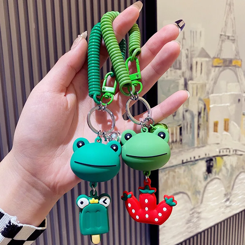 

Cartoon Frog Keychain Cute Elastic Rope Keyring Women Bag Animal Doll Pendant Trend Couple Accessories Creative Keyfob Gift
