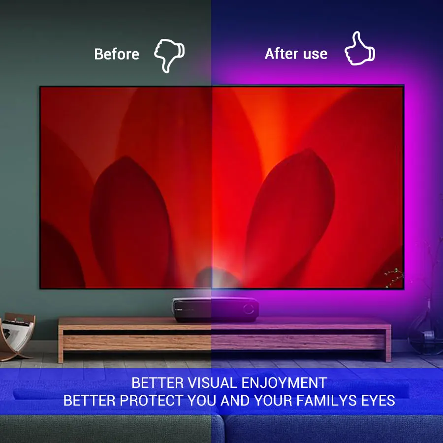 5 В USB светодиодный Bluetooth светильник с RGB 5050 SMD гибкий лентой 50 см HD tv Настольный