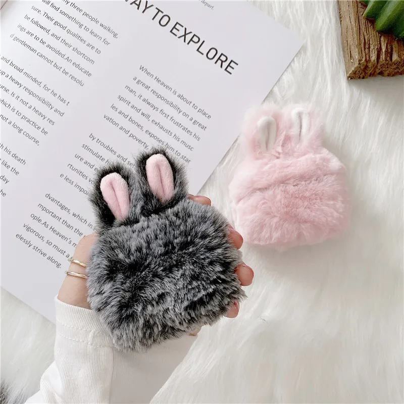 Silicone Fluffy Rabbit Ears Airpods Case - Cute Cartoon Earphone Cover for Airpods Pro/2/1 image 3