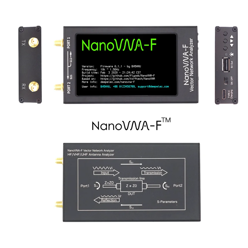 Набор для анализатора сети TZT 50 кГц 1 5 ГГц HF VHF UHF VNA Vector NanoVNA с 4 3 дюймовым ЖК