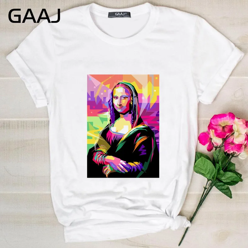 GAAJ Edgy Mona Lisa футболка Женская Harajuku одежда женская футболка с графическим принтом винтажные Топы футболка размера плюс женская футболка