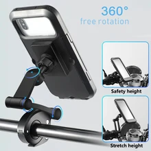 360 Rotatable Waterproof Bicycle Motorcycle Mobile Phone Holder Bike Handlebar Non-slip Clip Stand GPS Mount Bracket