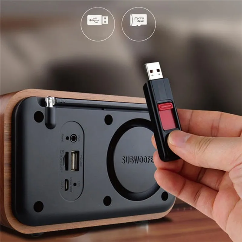 IBOX D90 деревянный сабвуфер будильник микрофон bluetooth динамик Поддержка U диска TF