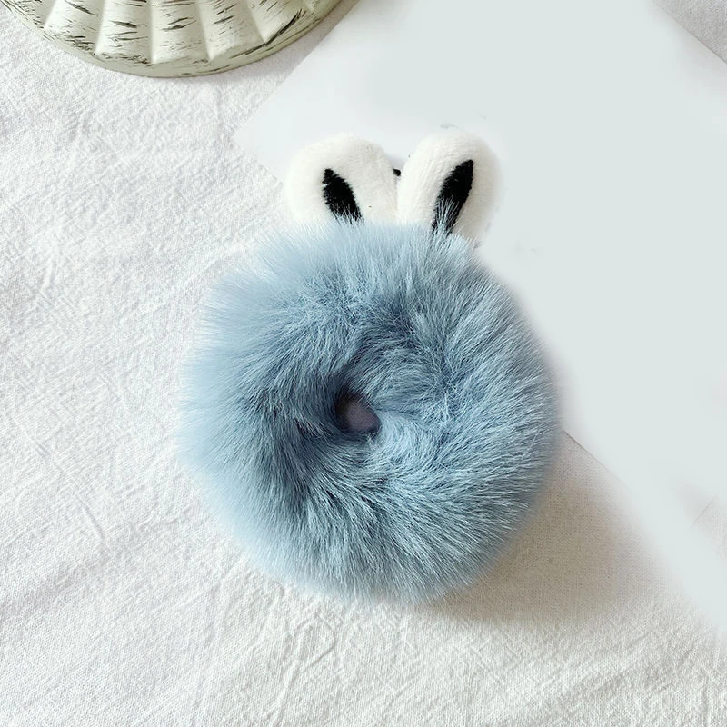 

New Candy Color Ears Hair Tie Girls Plush Hair Rope Headdress Women Ponytail Holder Elastic Hair Band Fashion Hair Accessories