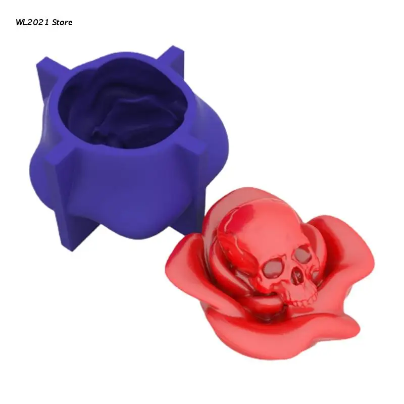 

G5GC Rose Flower Skull Candle Mold European and American Classical Characters Scented Candle Material Mold Home Decoration
