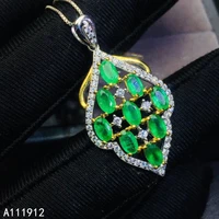 kjjeaxcmy fine jewelry natural emerald 925 sterling silver gemstone new women pendant necklace chain support test noble