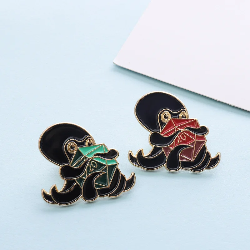 

Marine Animal Octopus Pins Antenna Tentacle Winding Dice Clothes T-shirt Coat Bag Hat for Game Fans Brooch Accessories Jewelry