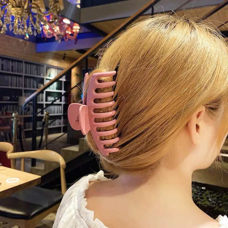 1Pc Korean Solid Big Hair Claws Elegant Frosted Acrylic Clips Hairpins Barrette Headwear for Women Girls Accessories |