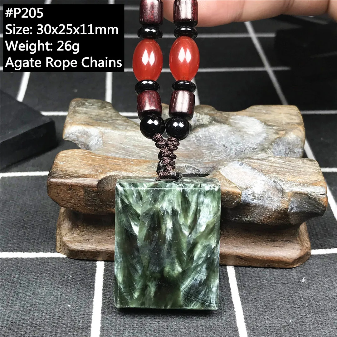 

Natural Green Seraphinite Crystal Pendant Necklace For Women Men Love Luck Gift Silver Beads Gemstone Jewelry Agate Rope AAAAA