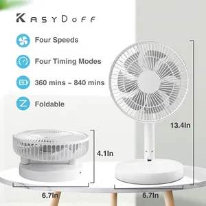 kasydoff rechargeable usb table fan 7200mah portable mini stand fan cooling small foldable fan for desk home office and bedroom free global shipping