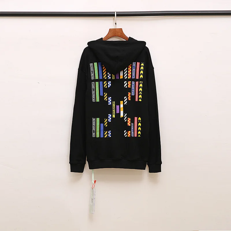 

Off Ow Rainbow Colorful Multi-Element Arrow Hooded Sweater Male and Female Couples Wear Hoodie High Quality