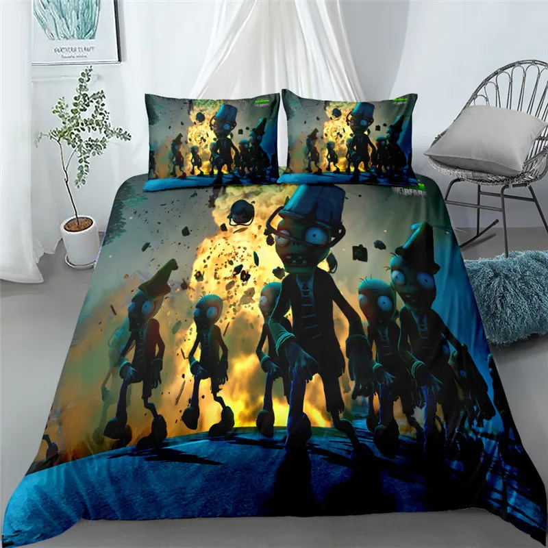 

Children Plants VS Zombies fashion HD Digital Print Bedding Sets Duvet Cover+ Pillowcase 2/3pcs Customized bed set US/AU/EU size