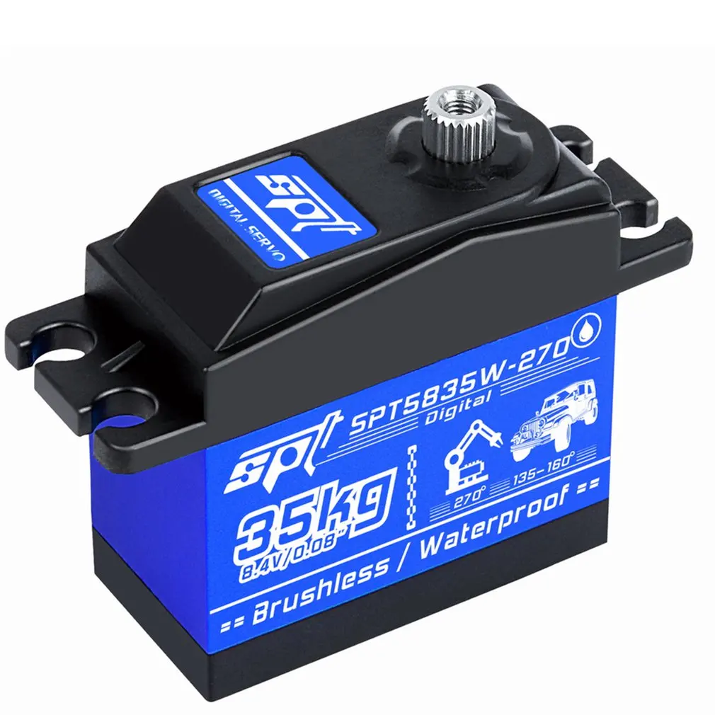 

SPT SPT5828W-180 28 кг, большой крутящий момент, бесщеточный водонепроницаемый цифровой сервопривод для радиоуправляемой машины, робота, лодки, сам...
