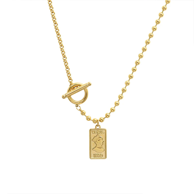 

Gold Necklace Square Gold Plated Jewelry Titanium Steel Pendant for Necklace Trending Women Party Jewelry
