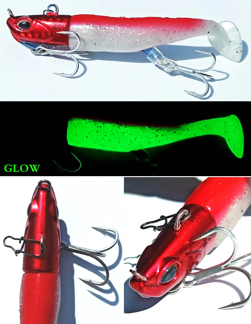 1pc 23g/28g Lumious/Glow Sea bullet bass Snapper fishing lure jig head soft boby jigging | Спорт и развлечения