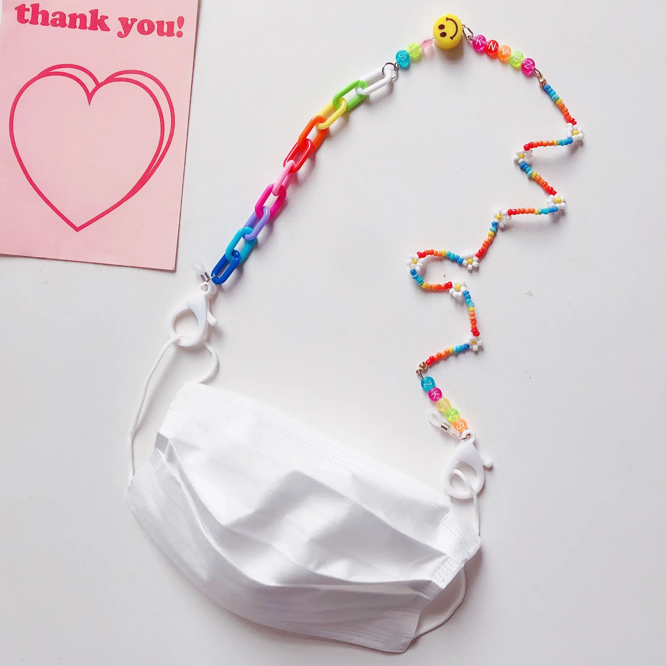 

New Creative Color Beaded Flower Hanging Chain Mask Chain Glasses Chain