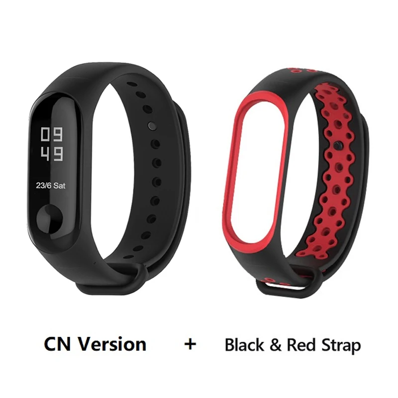 CN add black red Глобальная версия Xiaomi Mi Band 3 умный Браслет 50 м водонепроницаемый монитор сердечного ритма мужской Браслет фитнес-трекер многоязычный - Цвет: CN add black red