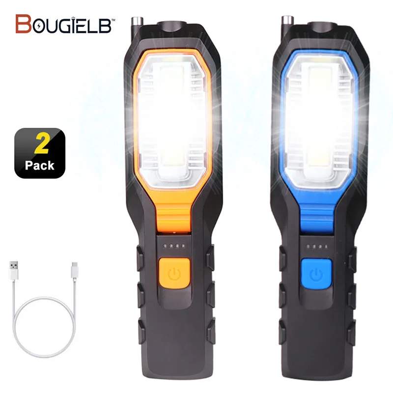 

COB LED Work Light USB Rechargeable Power Adjustable Inspection Lamp Magnetic Hand Torch Camping Lantern Hook Magnet Pick Tools