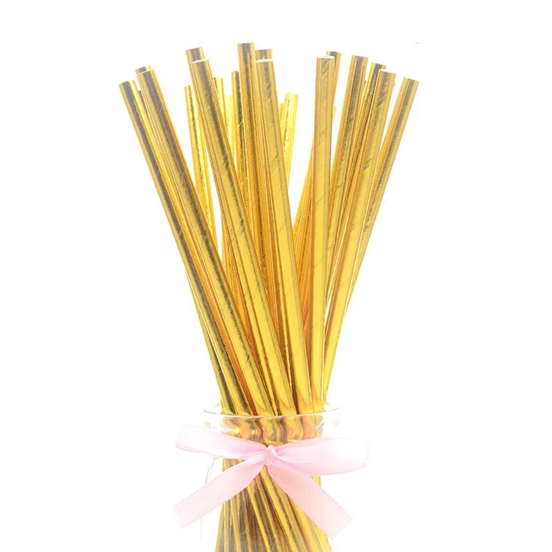Одноразовые бумажные соломинки Микс трубочек розового золота для питья