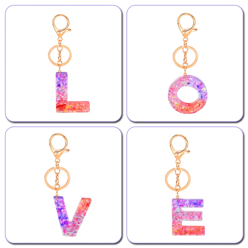 Брелок для ключей Женский прозрачный брелок с акриловыми блестками и надписью на