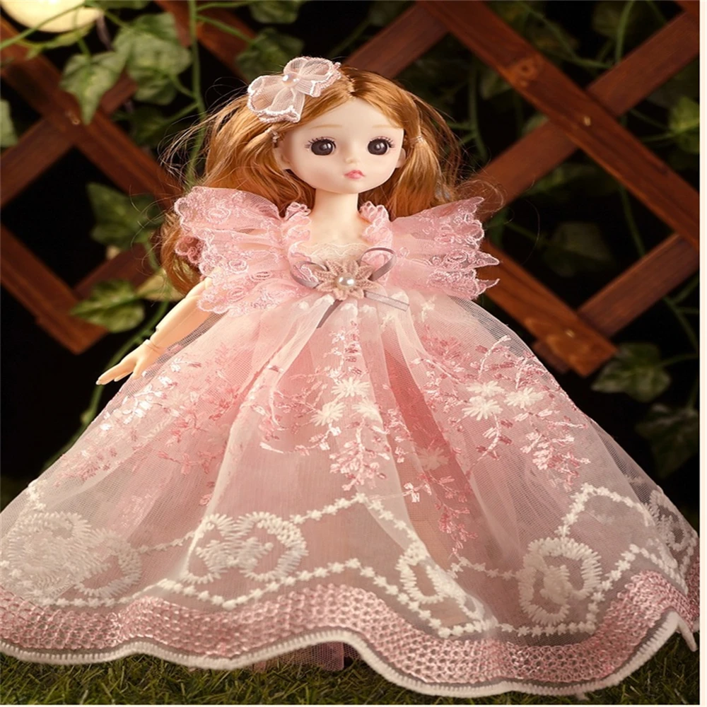 

2020 New BJD Mini Doll Movable Joint Girl Baby Big Eyes Beautiful Fashion Princess Clothes Toy Cute long hair wedding Dolls Gift