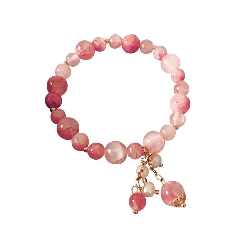 

New Arrival Bracelet Girly Feelings Pink Stone Beads Strand Bracelets for Women Girls Fashion Jewelry Wholesale Drop Shipping