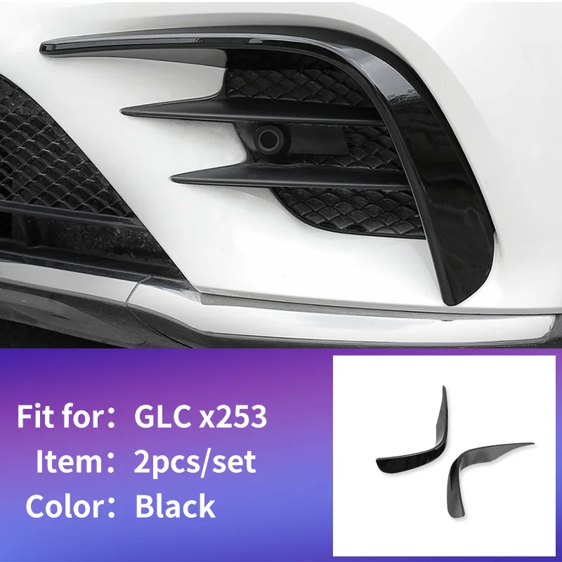 Black 2pcs Передние противотуманные фары светильник бровей Накладка для mercedes glc x253 mercedes glc отделка/Аксессуары для mercedes glc amg купе classe - Название цвета: Black 2pcs
