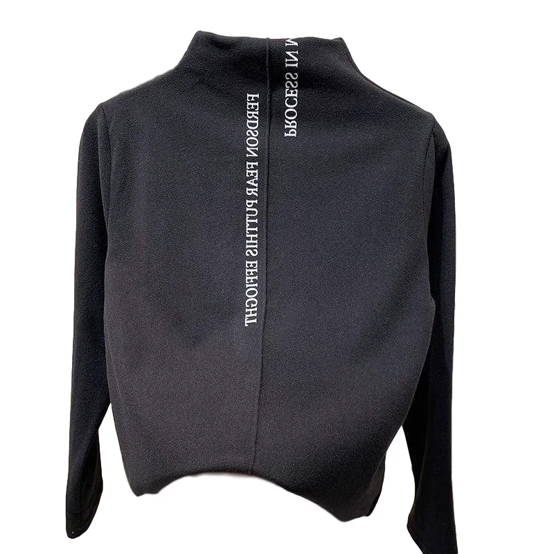 

2021 Autumn New Women Letters Print Stylish T Shirt Long Sleeve Half High Collar Winter Warm Casual Bottoming Top Camiseta