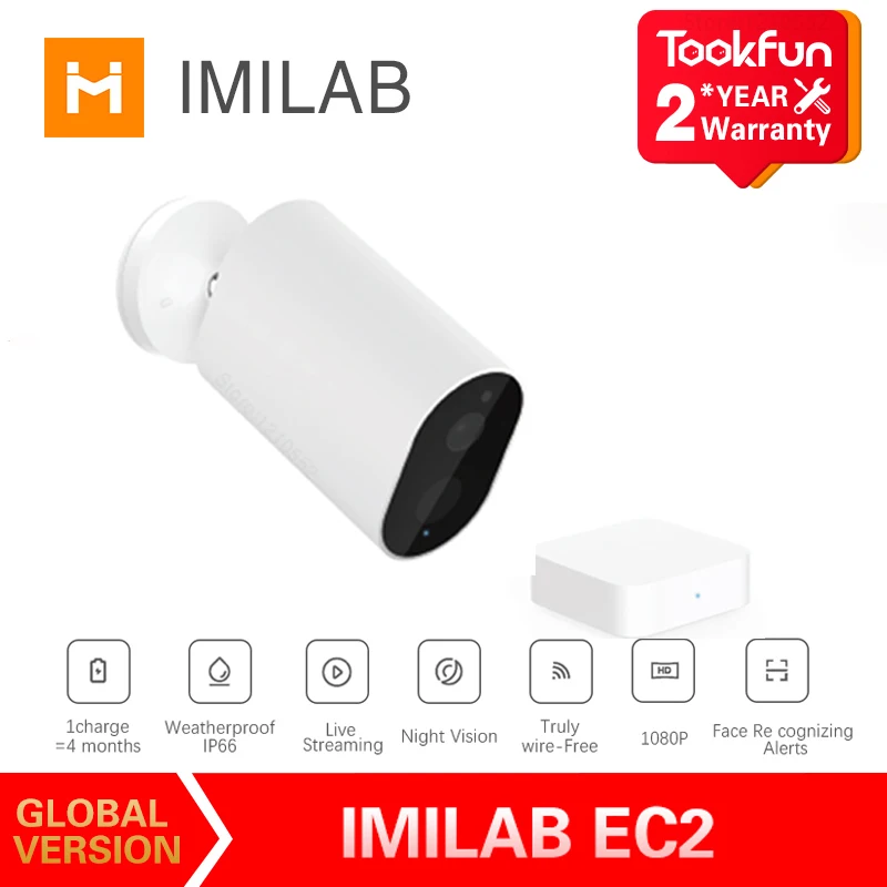 

Global Version IMILAB EC2 Camera Wireless With Battery Remote Voice Intercom Outdoor IP66 Waterproof Alarm Connectable Mi Home