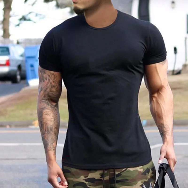 Новая мужская компрессионная футболка джоггеры Спортивная облегающая мужские