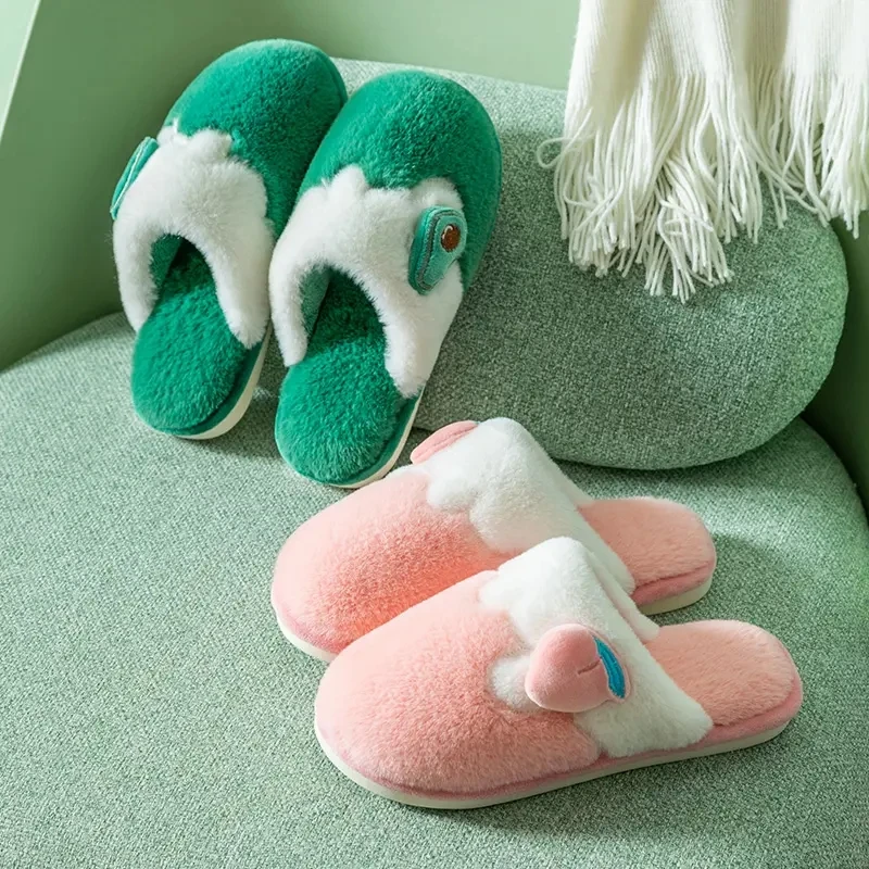 

Женские теплые домашние тапочки с мультипликационным рисунком, клубника, банан, удобная мягкая подошва, повседневная короткая плюшевая обу...