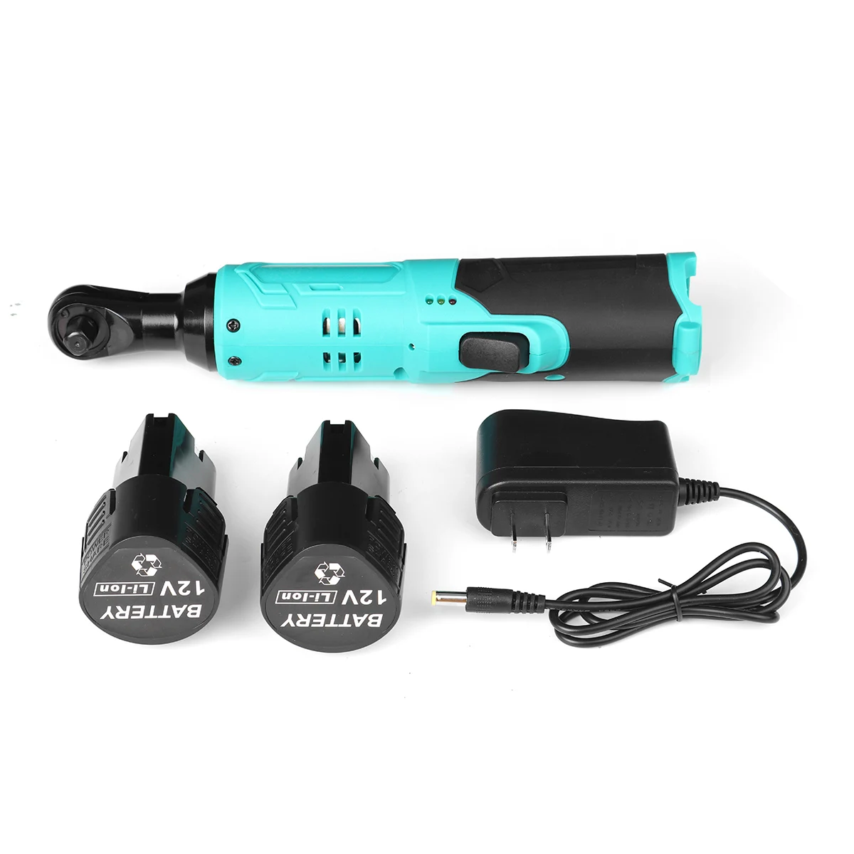 

Electric Wrench 3/8" Cordless Ratchet 12V Rechargeable Scaffolding 90N.m Right Angle Wrench Tool with 1/2 Battery Charger Kit