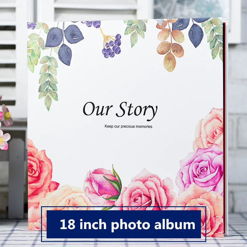 18 inch Креативный чехол из искусственной кожи, семейный самоклеящийся фотоальбом DIY, ручной альбом, 12 или 18 дюймов, Любовная детская сувенирная книга для влюбленных - Цвет: 18 inch