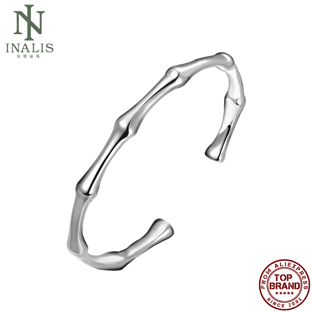 Высококачественный классический серебристый браслет INALIS в форме бамбука