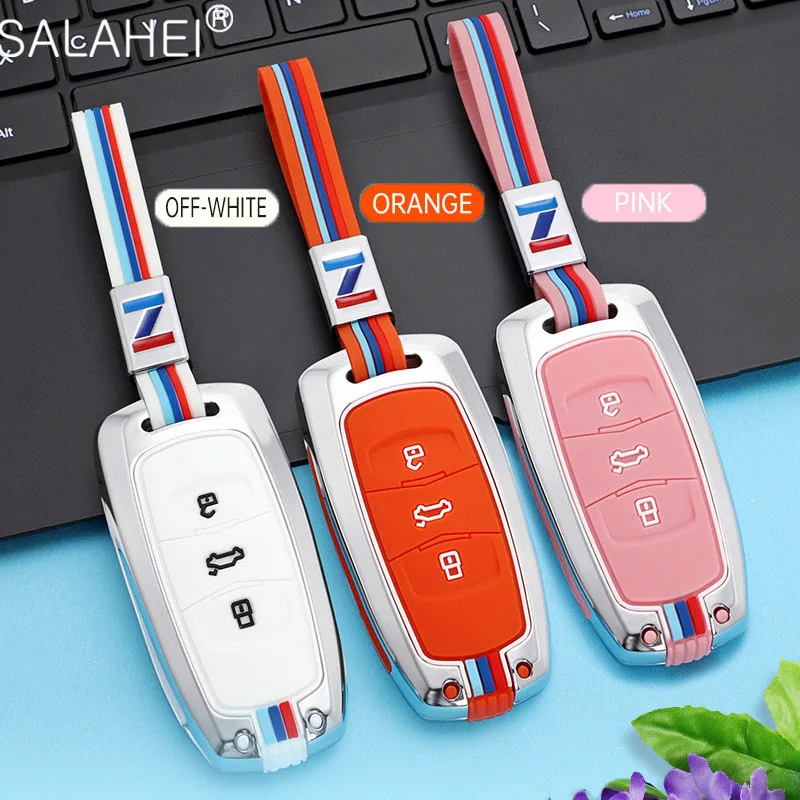 

Silicone Car Key Case Zinc Alloy Shell Keychain Decoration For Geely Atlas Boyue NL3 EX7 Emgrand X7 EmgrarandX7 SUV GT GC9 Borui