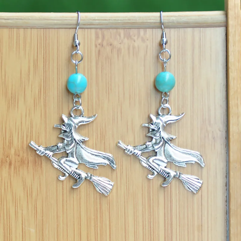 Подвески бирюзовые серьги-подвески в виде ведьмы Besom сплав сделай сам