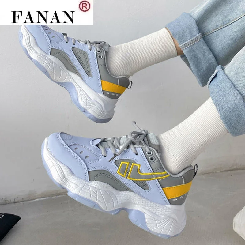 

2021 Shoes for Women Fashion Walking Vulcanized Shoes Woman Sneakers Comfortable Lace-up Casual Shoes Spring New Platform Shoes