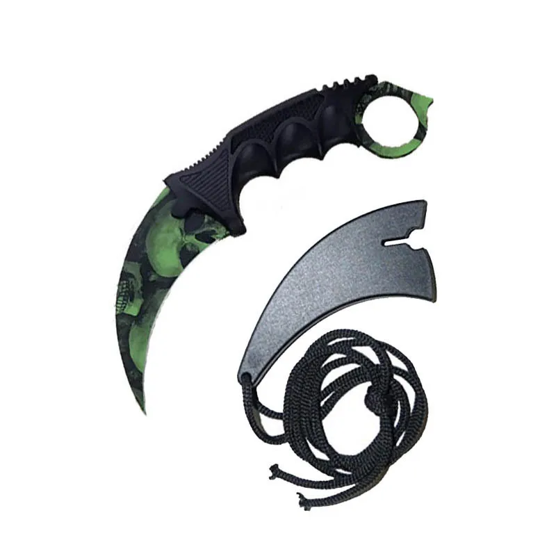 HS инструменты Karambit нож из нержавеющей стали тактический нож с неподвижным клинком нож с оболочкой и шнуром хороший нож для охоты кемпинга выживания - Цвет: Ee Shi Yi Skull