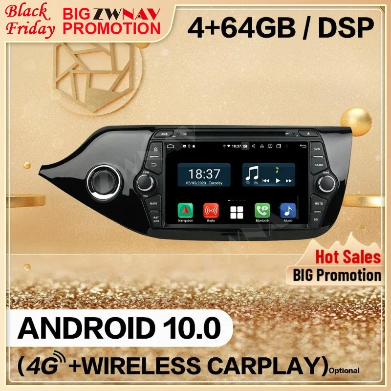 

128GB Carplay 2 Din For KIA Ceed 2012 2013 2014 2015 2016 Android 10 Car Multimedia Player Screen Audio Radio GPS Navi Head Unit